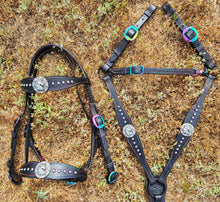 Load image into Gallery viewer, Rainbow Unicorn bit bridle set