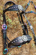 Load image into Gallery viewer, Rainbow Unicorn bit bridle set
