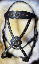 Load image into Gallery viewer, Black Winter Wonderland Baroque cross-over bit bridle
