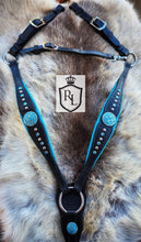 Load image into Gallery viewer, Western padded bridle with  turquoise conchos