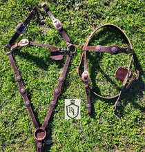 Load image into Gallery viewer, Scalloped celtic bit bridle and breast collar set