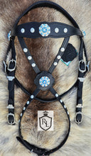 Load image into Gallery viewer, Black Winter Wonderland Baroque cross-over bit bridle