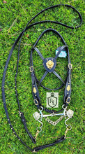 Load image into Gallery viewer, Baroque Regal Lion cross-over bit bridle