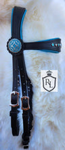 Load image into Gallery viewer, Western padded bridle with  turquoise conchos