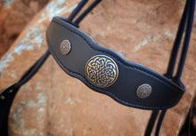 Load image into Gallery viewer, Celtic aged brass bit bridle and breast collar set