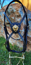 Load image into Gallery viewer, Baroque Regal Lion cross-over bit bridle