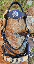 Load image into Gallery viewer, Western Bitless sidepull with rawhide accented noseband