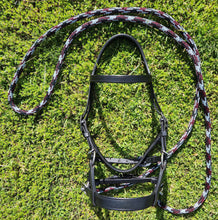 Load image into Gallery viewer, Western bitless sidepull and rein set in black