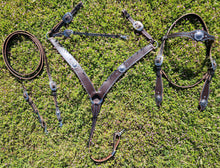 Load image into Gallery viewer, Western Chocolate and turquoise bit bridle