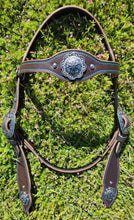 Load image into Gallery viewer, Western Chocolate and turquoise bit bridle