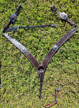 Load image into Gallery viewer, Western Chocolate and turquoise bit bridle