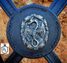 Load image into Gallery viewer, Bitless cross-over bridle with antique brass dragon