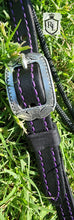 Load image into Gallery viewer, Purple/black rope rawhide hackamore with silver