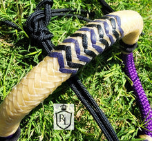 Load image into Gallery viewer, Purple/black rope rawhide hackamore with silver