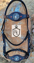 Load image into Gallery viewer, Red Shield Dragon rhinestone bit bridle