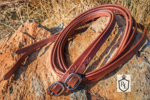 Load image into Gallery viewer, Brown split reins with buckle ends