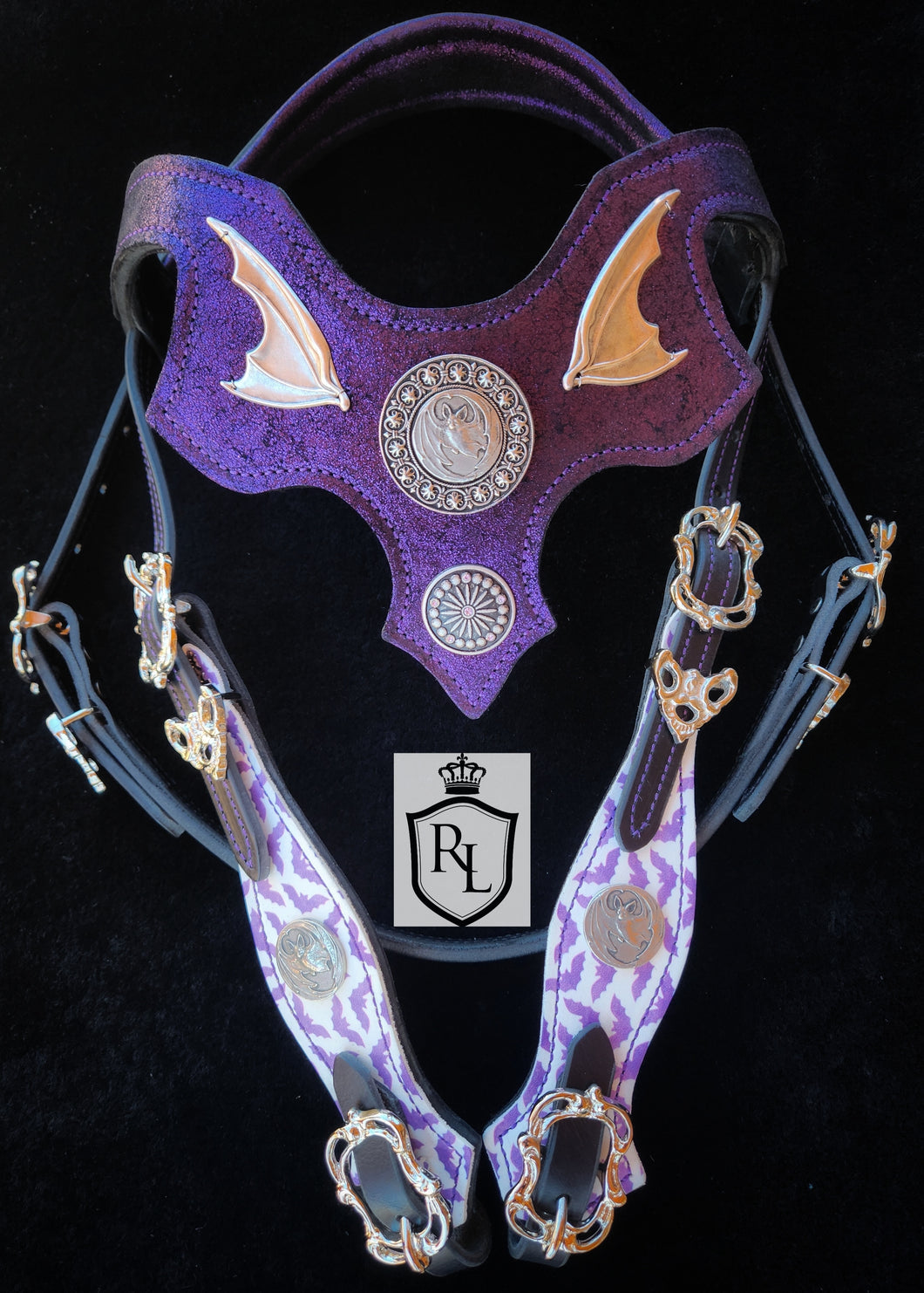 Purple batty bit bridle