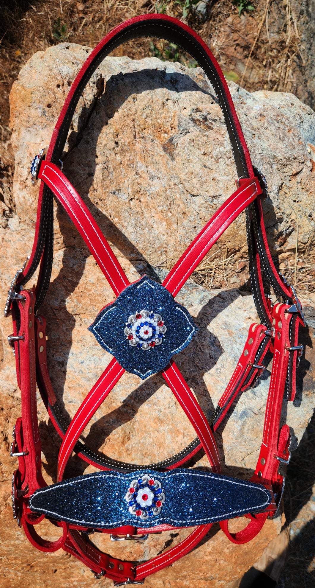 Red, white, and blue Parade Bridle