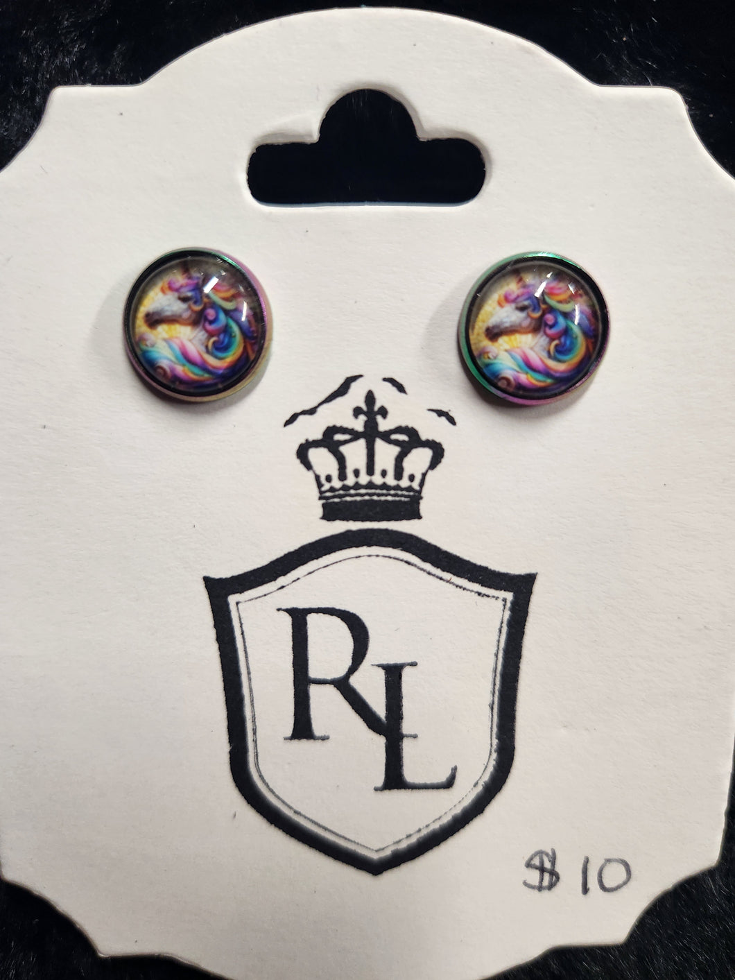 Rainbow unicorn stud earrings