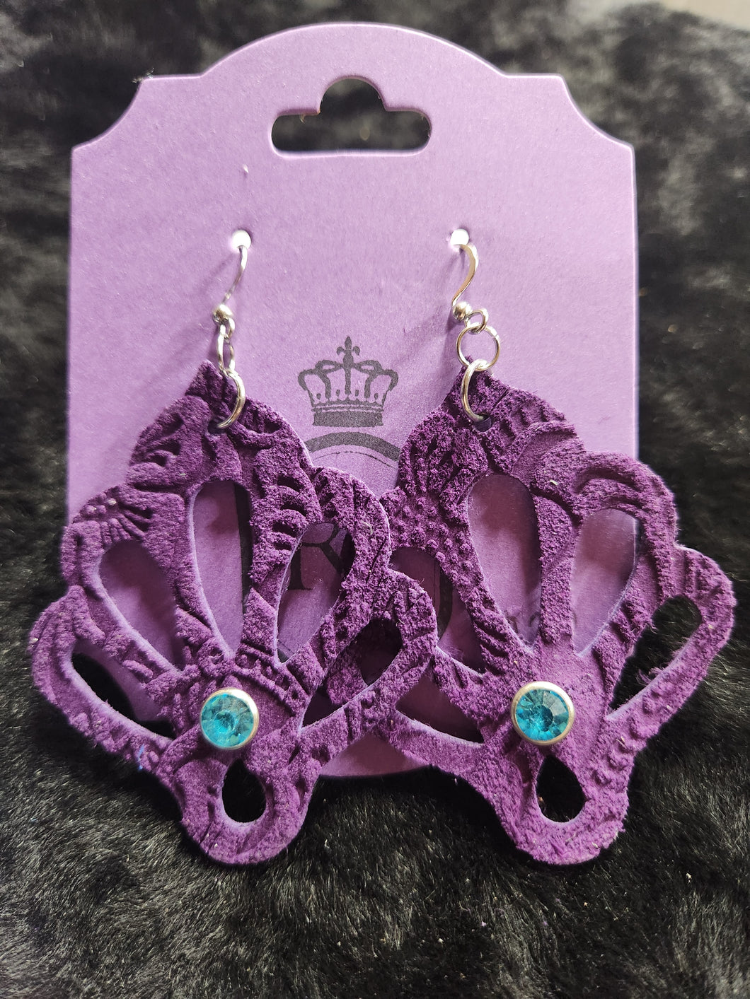 Embossed purple with rhinestones dangles