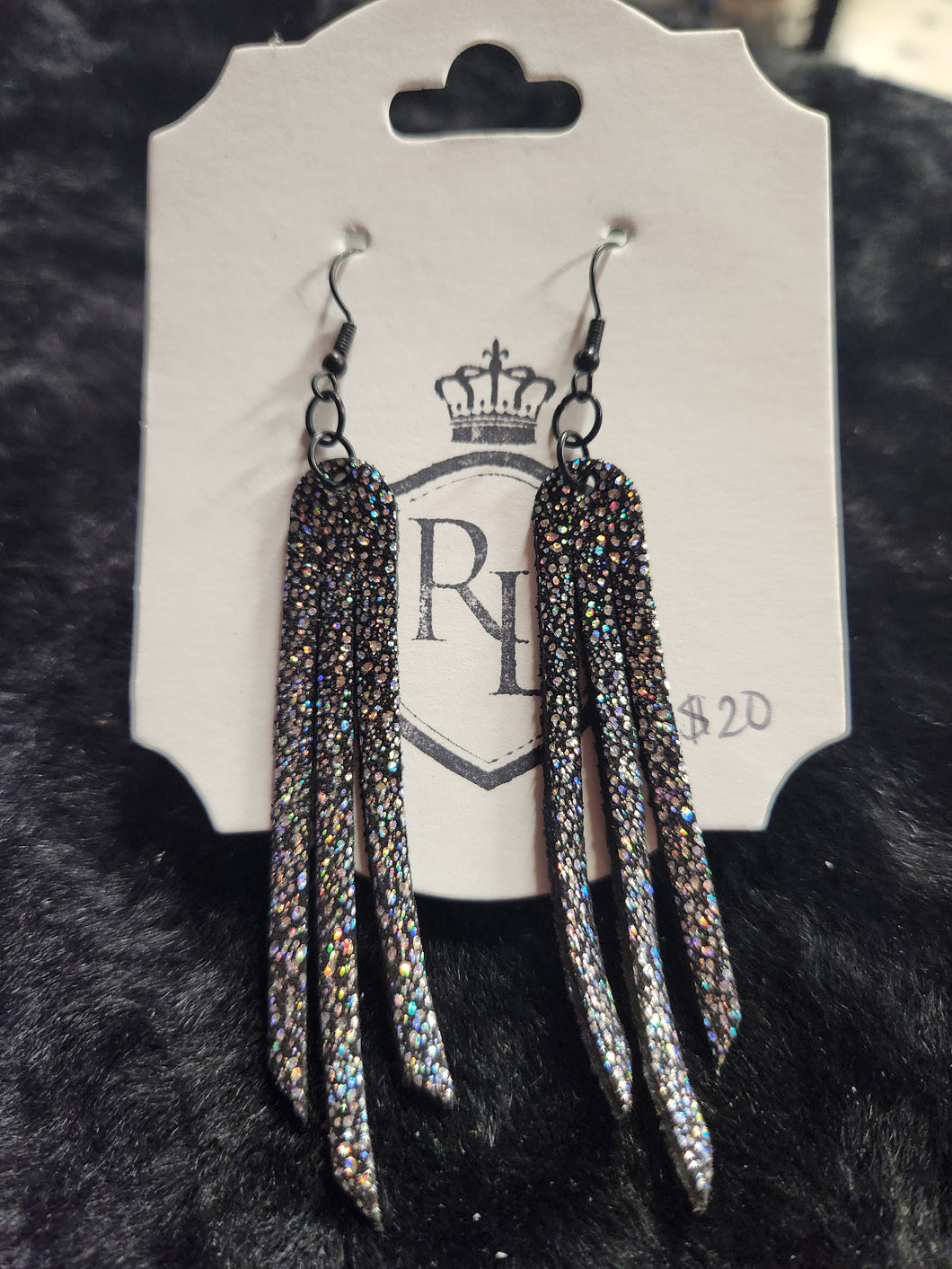 Black sparkle dangles