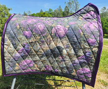 Load image into Gallery viewer, Gothic raven saddle pad in purple
