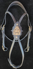 Load image into Gallery viewer, Aged brass medieval cross-over bit bridle
