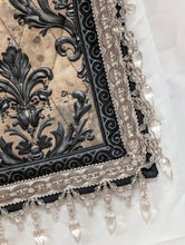 Load image into Gallery viewer, Gothic saddle pad in beige with gem tassels
