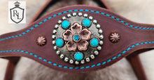 Load image into Gallery viewer, Turquoise and copper flower sidepull set
