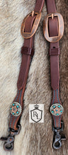 Load image into Gallery viewer, Turquoise and copper flower sidepull set
