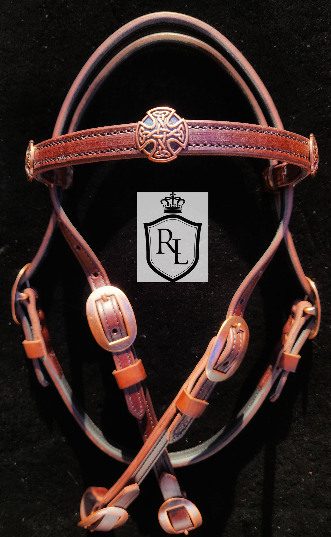 Brown/copper celtic bridle (average horse size)