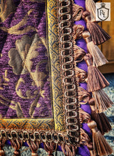 Load image into Gallery viewer, Purple &amp; Gold medieval saddle pad with tassels
