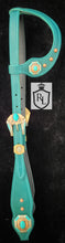 Load image into Gallery viewer, Turquoise slide ear with feather and copper accents
