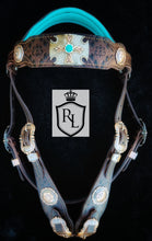 Load image into Gallery viewer, Western turquoise embossed bit bridle
