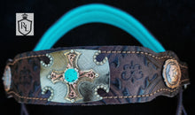 Load image into Gallery viewer, Western turquoise embossed bit bridle
