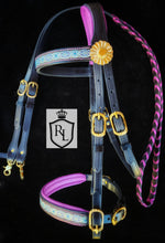 Load image into Gallery viewer, Magenta jacquard padded bridle set
