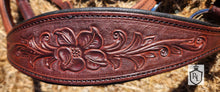 Load image into Gallery viewer, Western Floral Tooled Padded Bitless Sidepull set
