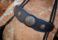 Load image into Gallery viewer, Celtic aged brass bit bridle and breast collar set
