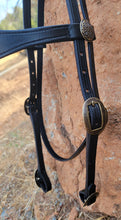 Load image into Gallery viewer, Celtic aged brass bit bridle and breast collar set
