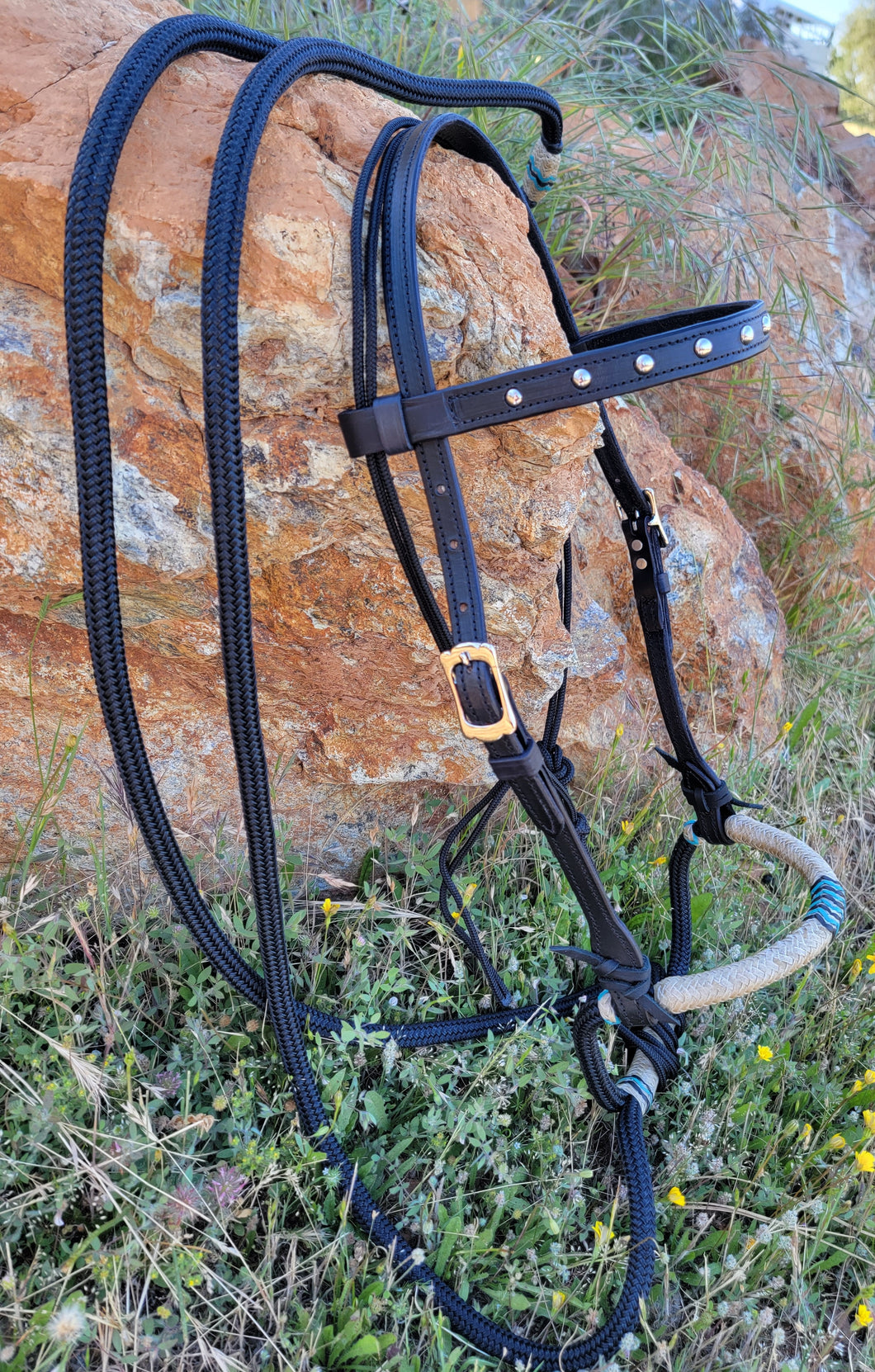 Hard Rope Hackamore Rope hackamore with Rawhide – Royal Legacy Custom Leather