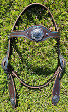 Load image into Gallery viewer, Western Chocolate and turquoise bit bridle
