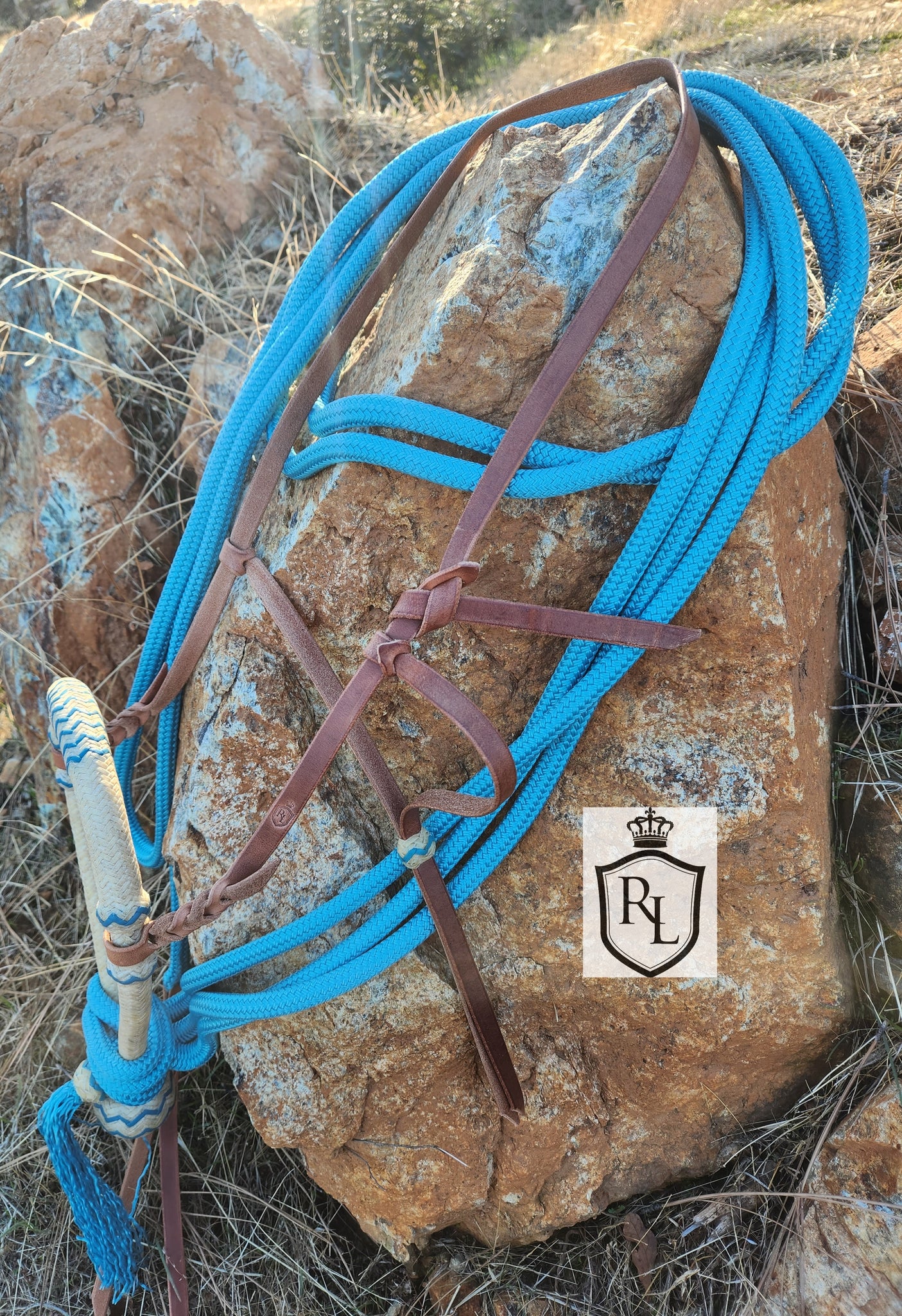 Bosal Bridle - Showman with Turquoise Accents